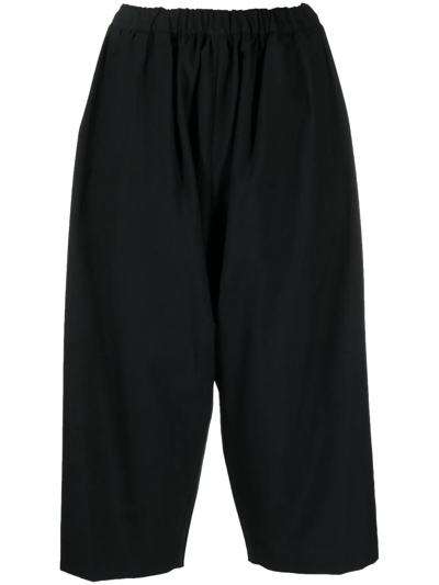 Comme Des Garçons Cropped Elasticated Trousers In Black