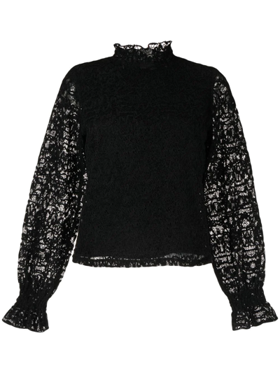 B+ab Long-sleeve Lace Blouse In Black