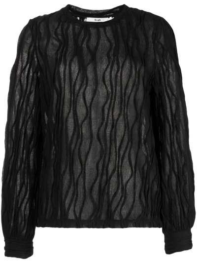 B+ab Round-neck Long-sleeve Blouse In Black