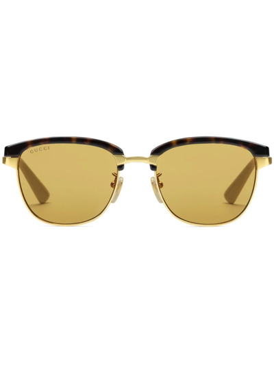 Gucci Rectangular Sunglasses With Interchangeable Frame In Gold