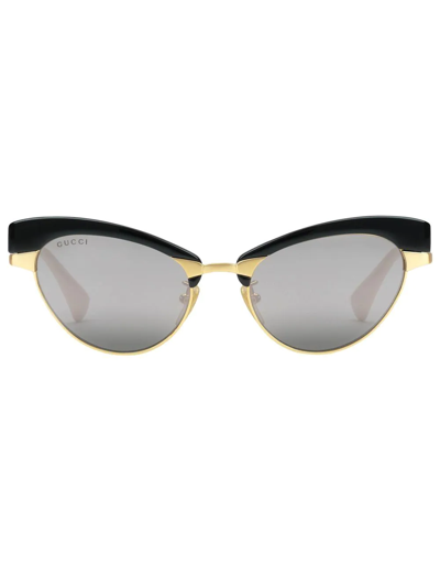 Gucci Interchangeable-rim Oval Sunglasses In Gold