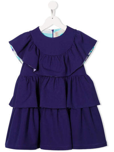 Pucci Junior Kids' Tiered Mini Dress In Purple