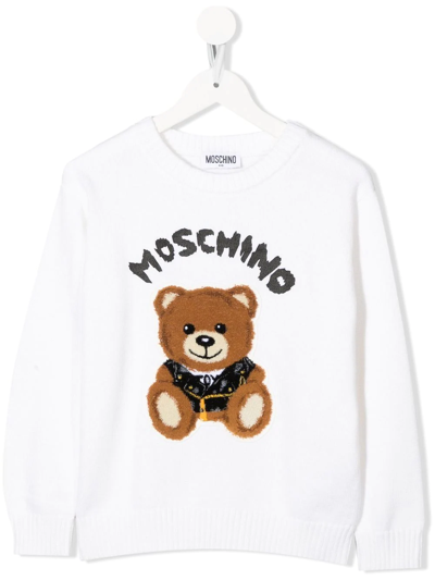 Moschino Kids' Teddy Long-sleeve Top In White