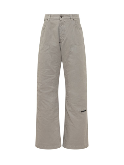 Msgm Logo Patch Wide Leg Trousers In Grey