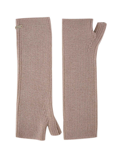 Herno Wool Blend Knitted Gloves In Beige