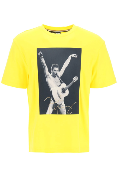 Hugo Boss Interlock-cotton T-shirt With Exclusive Artwork In Yellow