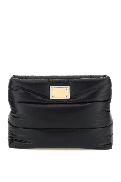 Dolce & Gabbana Padded Nylon Large Pouch In Black