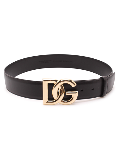 Dolce & Gabbana Crossed Dg Logo Belt In Black
