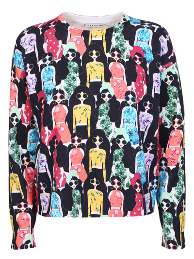 Alice And Olivia Alice + Olivia Pullover With Graphic Print By Alice + Olivia In Multicolor