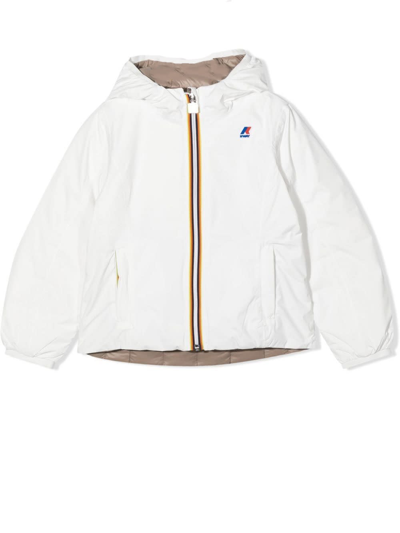 K-way Kids' Logo-patch Reversible Padded Jacket In White