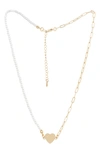 Saachi Imitation Pearl & Paper-clip Chain Heart Pendant Necklace In Gold