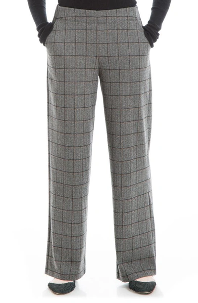 Maxstudio Max Studio Double Knit Wide Leg Pants In Grey/ Black Window Pane