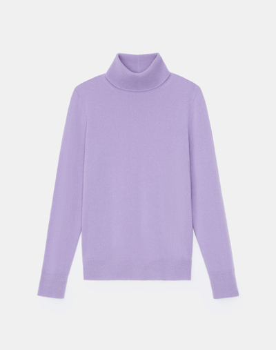 Lafayette 148 Ribbed Cashmere Blend Turtleneck Sweater In Purple