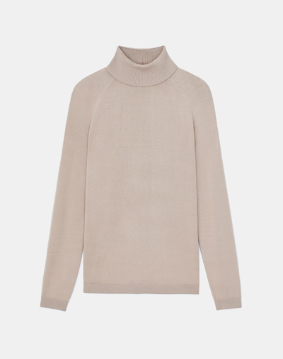 Lafayette 148 Matte Crepe Raglan Sleeve Turtleneck In Beige