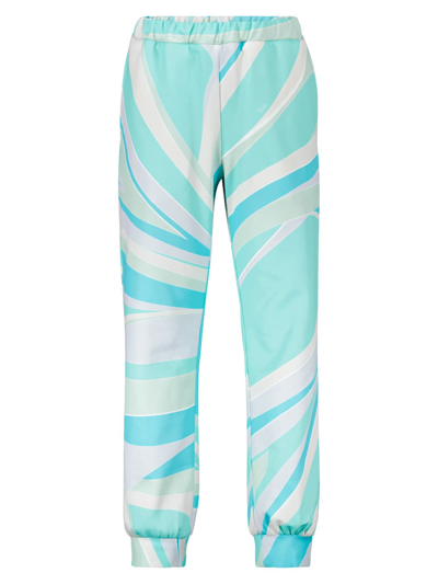 Emilio Pucci Kids Sweatpants For Girls In Turquoise