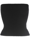 Wardrobe.nyc Strapless Ribbed Cotton-blend Top In Black