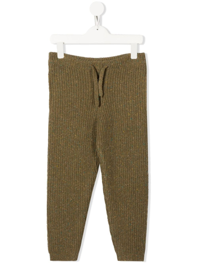 Alanui Kids' Drawstring-waist Knitted Trousers In Green