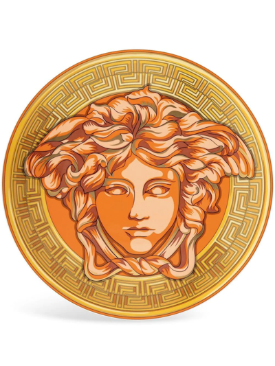 Versace Medusa Amplified Orange Coin Service Plate In Gold