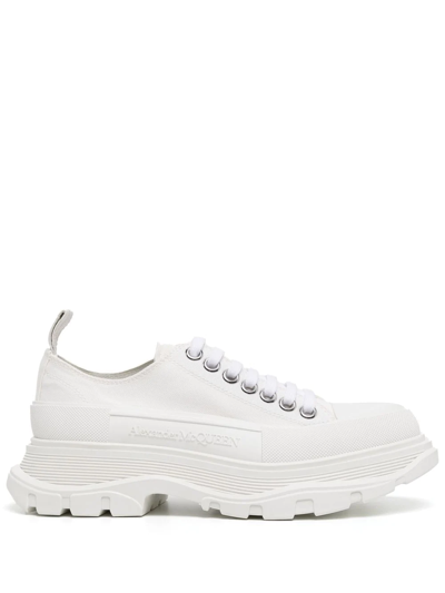Alexander Mcqueen White Canvas Tread Slick Sneakers
