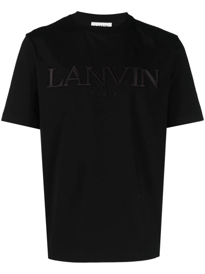 Lanvin Embroidered-logo Short-sleeved T-shirt In Black