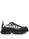 Alexander Mcqueen Tread Slick Graffiti Logo-print Leather Trainers In Black