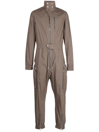 Rick Owens Zip-up Tapered Jumpsuit In Grey