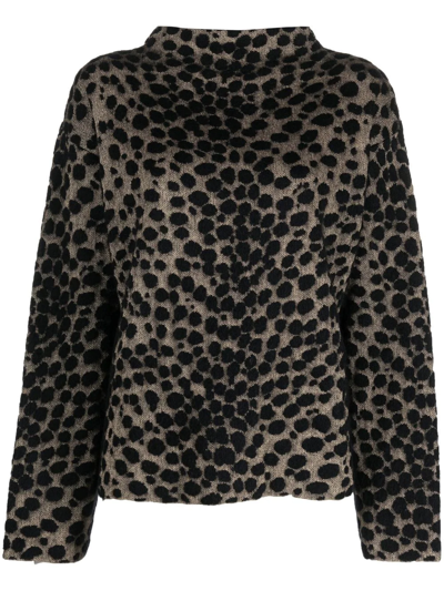 Genny Leopard-print Knitted Top In Black