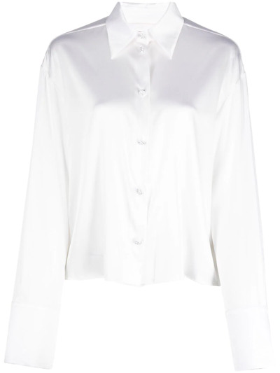 Genny Cropped Button-up Shirt In White