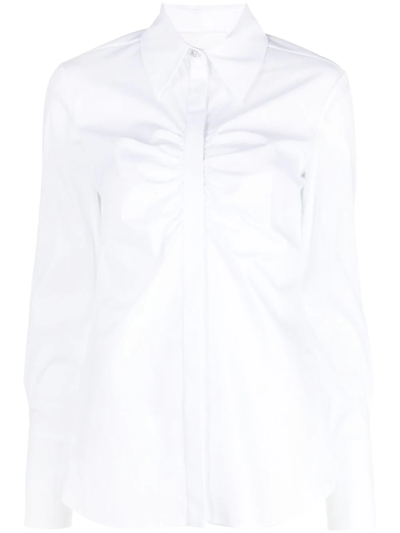 Genny Ruched Button-up Shirt In White