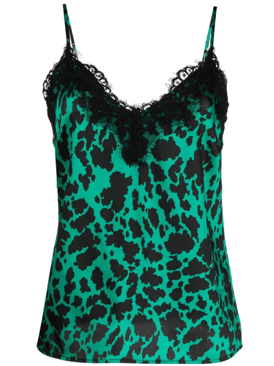 Liu •jo Leopard Print Camisole Top In Green