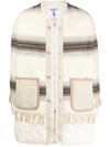 Junya Watanabe Fringe-trimmed Striped Jacket In Neutrals