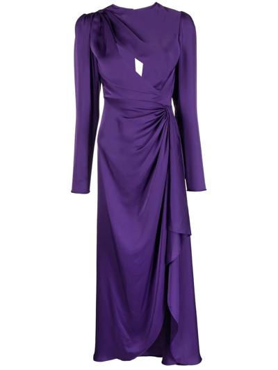 Costarellos Draping Detail Evening Dress In Purple