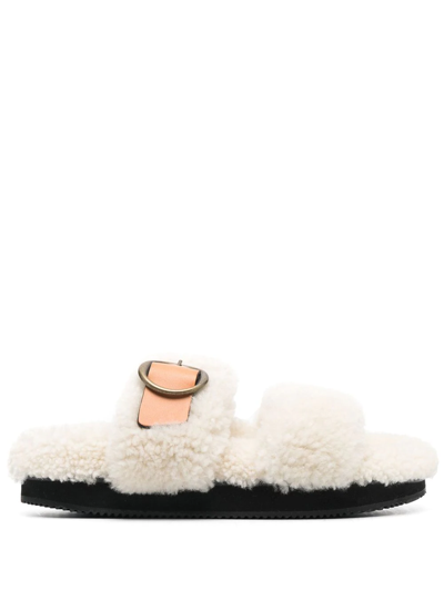 Isabel Marant Freekon Shearling Sandals In Neutrals