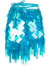 Attico Aurelie Embellished Mini Skirt In Blue