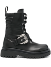 VERSACE JEANS COUTURE BUCKLED LACE-UP COMBAT BOOTS