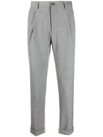 Etro Panelled Straight-leg Chinos In Grey