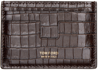 Tom Ford Brown Money Clip Card Holder In Light Chocolate