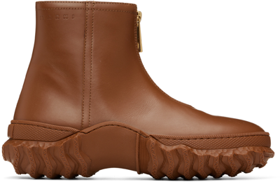 Marni Brown Zip Boots In 00m29 Maroon