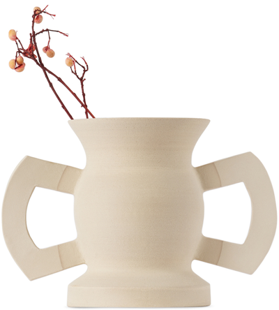Iaai White Bow Vase In Raw White Clay
