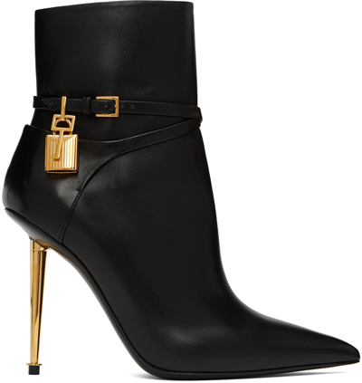 Tom Ford Black Padlock Ankle Boots In U9000 Black