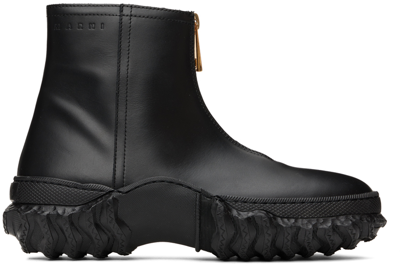 Marni Black Zip Boots In 00n99 Black