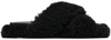 Marni 10mm Fussbett Crisscross Shearling Slide In 00n99 Black