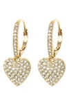 Nadri Pavé Cz Heart Drop Leverback Earrings In Gold