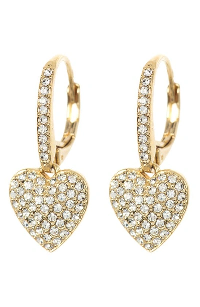 Nadri Pavé Cz Heart Drop Leverback Earrings In Gold