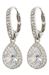 Nadri Pear Drop Cubic Zirconia Pavé Leverback Earrings In Rhodium
