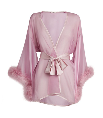 Gilda & Pearl Silk Marabou Feather-trimmed Diana Robe In Pink
