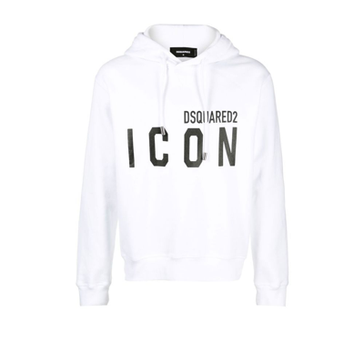 Dsquared2 Printed Logo Hoodie In White