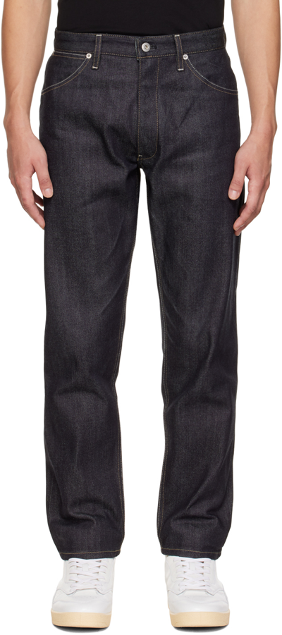 Jil Sander Navy Loose Leg Jeans In Navy Blue