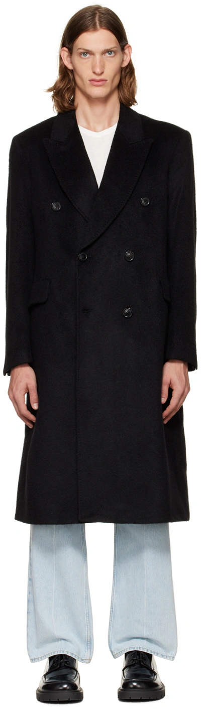 Our Legacy Whale Double-breasted Mohair-blend Coat In Brown