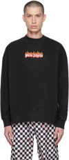Palm Angels Burning Logo Classic Tee L/s In Black White